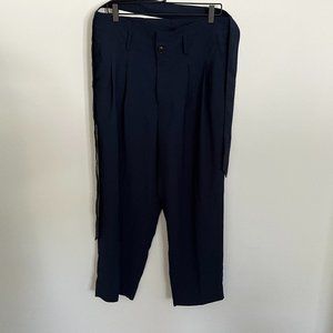 Madewell Drapey Paperbag High-Waisted Pants Navy Blue Size 14
